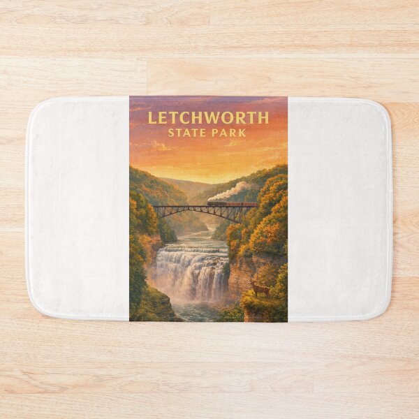 Item preview, Letchworth State Park Autumn Waterfall and Portage Bridge designed and sold by Places On Earth.