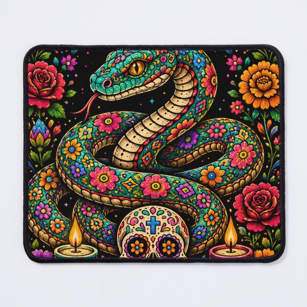 Item preview, Mexican flower snake with sugar skull designed and sold by WonderPiks.