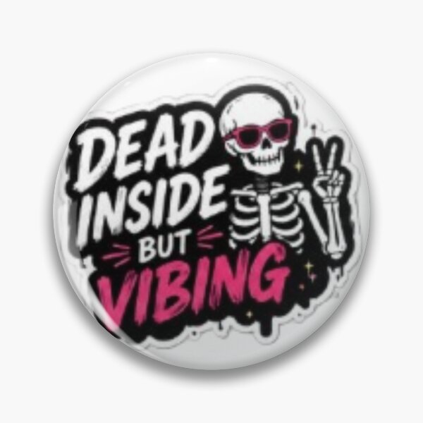 Item preview, Dead Inside But Vibing Skeleton Sticker | Dark Humor Aesthetic Pink Goth designed and sold by Jyotisima8929.