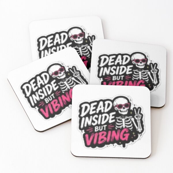 Item preview, Dead Inside But Vibing Skeleton Sticker | Dark Humor Aesthetic Pink Goth designed and sold by Jyotisima8929.