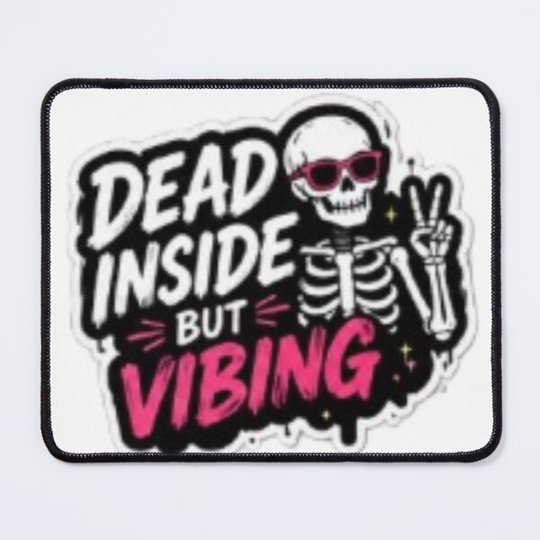 Item preview, Dead Inside But Vibing Skeleton Sticker | Dark Humor Aesthetic Pink Goth designed and sold by Jyotisima8929.