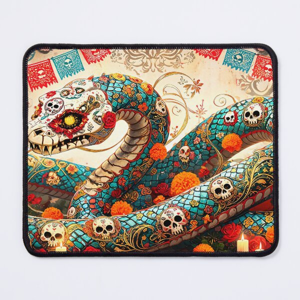 Item preview, Mexican skull snake with flowers designed and sold by WonderPiks.