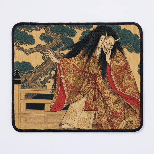 Item preview, The Noh Stage Performance - Vintage Ukiyo-e Japanese Woodblock Print Hannya designed and sold by bapupa.