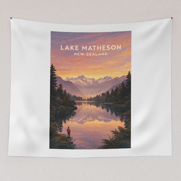 Item preview, Lake Matheson Aoraki Reflection and Southern Alps Landscape designed and sold by Aryabek.