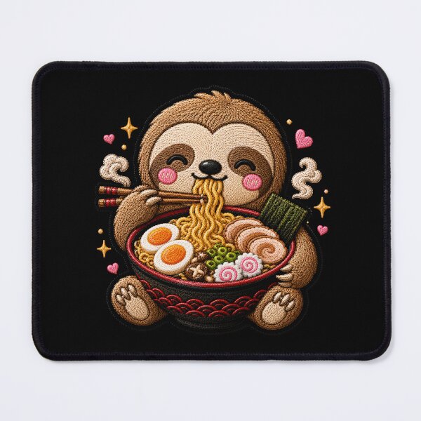 Item preview, Kawaii Sloth Ramen Embroidery Patch Cute Chibi designed and sold by ColorSplash123.