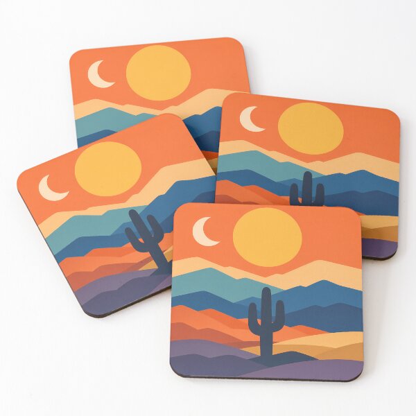 Item preview, Saguaro Desert Sunset with Layered Mountains designed and sold by InkSmithery.
