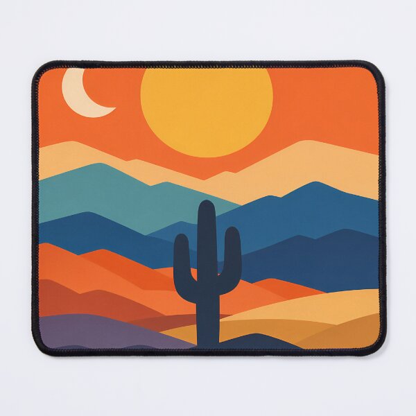 Item preview, Saguaro Desert Sunset with Layered Mountains designed and sold by InkSmithery.