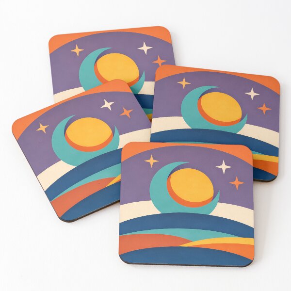 Item preview, Sun and Moon Over Layered Cosmic Hills designed and sold by InkSmithery.