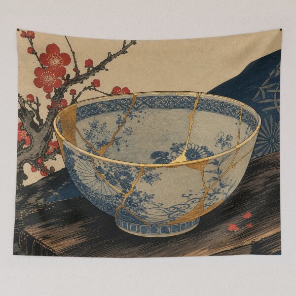 Item preview, Kintsugi Whispers - Vintage Ukiyo-e Japanese Aesthetic Woodblock Print Art designed and sold by bapupa.