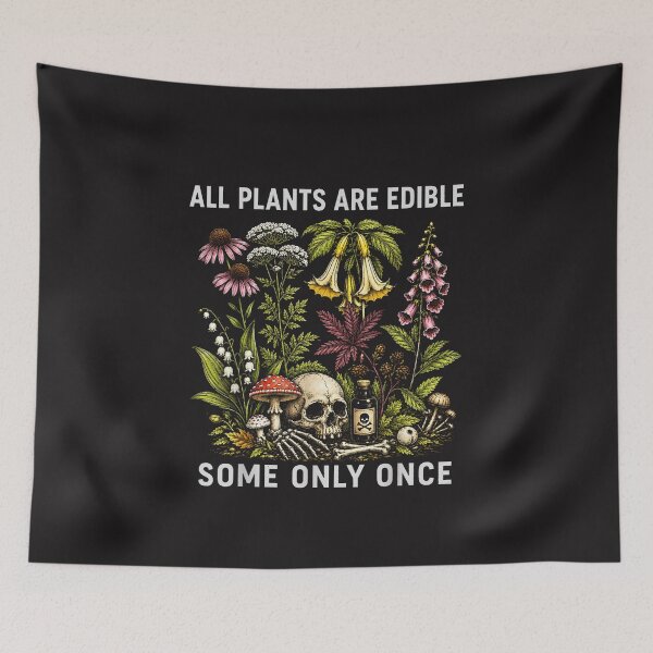 Item preview, All Plants Are Edible Some Only Once Funny Foraging Retro Design designed and sold by kiralynstration.