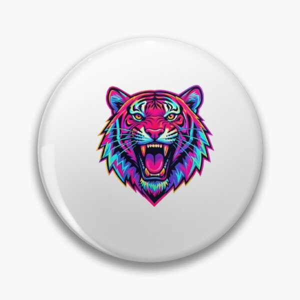 Artikelvorschau, Retro-T-Shirt mit Tigergrafik | Neon-Synthwave-Tiger-Kunst entworfen und verkauft von Mukesh Saxena.