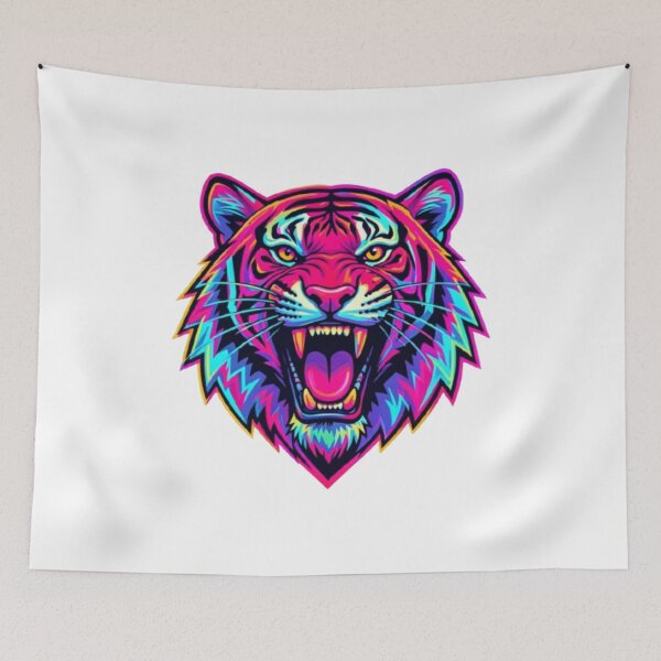 Item preview, Retro Tiger Graphic Tee | Neon Synthwave Tiger Art designed and sold by Mukesh Saxena.