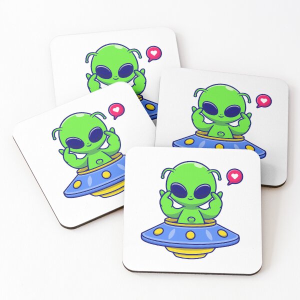 Item preview, Cute Kawaii Alien UFO Spaceship Love designed and sold by miliemlac.
