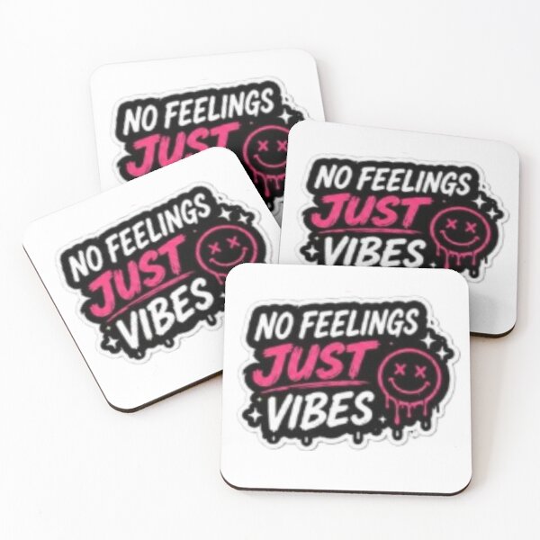Item preview, No Feeling Just Vibes Aesthetic Sticker | Chill Mood Pink Black Typography designed and sold by Jyotisima8929.