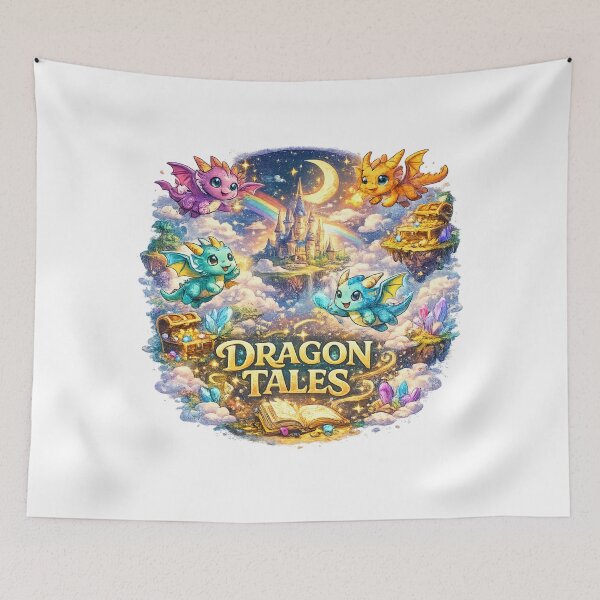 Item preview, Dragon Tales Fantasy T-Shirt | Cute Magical Dragon Adventure Art designed and sold by Mukesh Saxena.