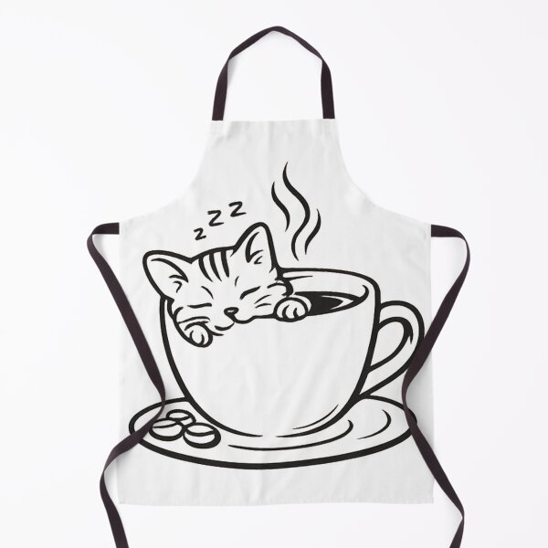 Artikelvorschau, Sleeping Cat In Coffee Cup – Cute Cat Lover Line Art entworfen und verkauft von CLOUTKULT.