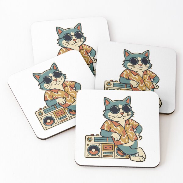 Artikelvorschau, Coole Katze Boombox Retro Cartoon Illustration entworfen und verkauft von Kreador™.