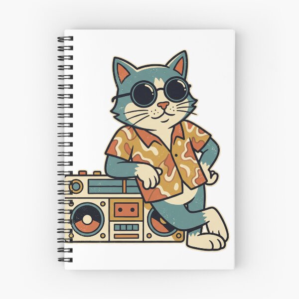 Artikelvorschau, Coole Katze Boombox Retro Cartoon Illustration entworfen und verkauft von Kreador™.