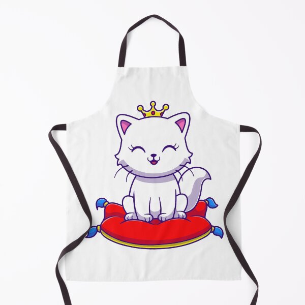 Item preview, Cute White Queen Cat on Royal Red Pillow designed and sold by miliemlac.