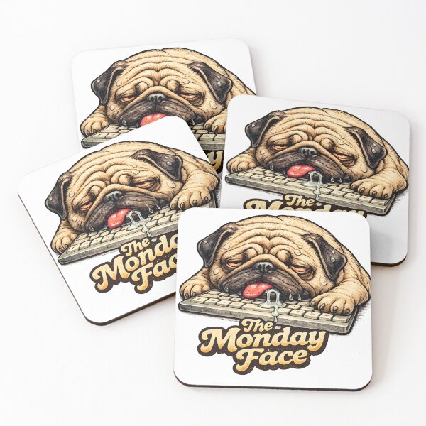 Item preview, Funny Pug The Monday Face - Exhausted Office Dog Humor designed and sold by ChubbyGoong.