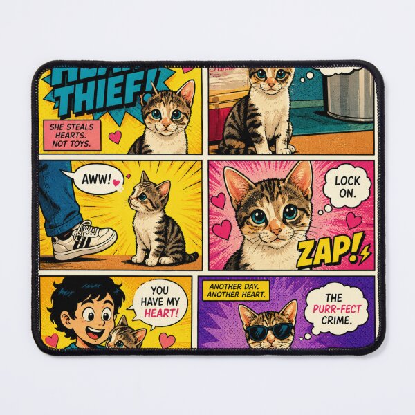Item preview, Heart Thief Kitten Comic designed and sold by Pawhiskers Studio.