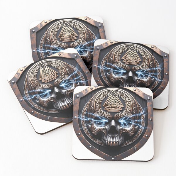 Item preview, Valknut Skull Shield Lightning Bolt designed and sold by Bluesax.