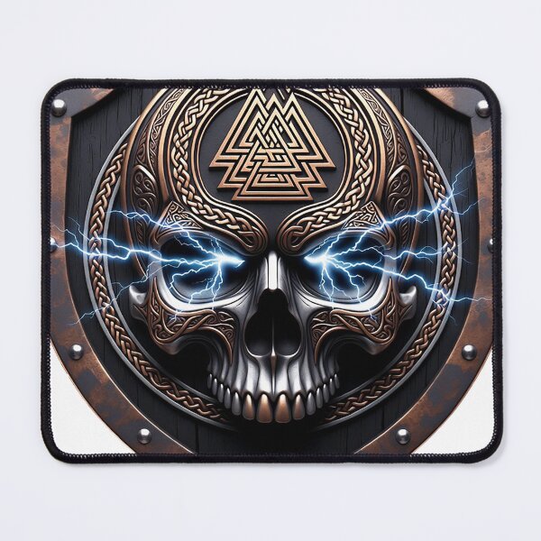 Item preview, Valknut Skull Shield Lightning Bolt designed and sold by Bluesax.