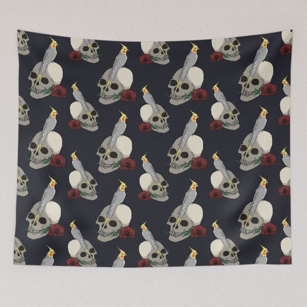 Item preview, Cockatiel, Skull and Rose Pattern designed and sold by leeleeandthebee.
