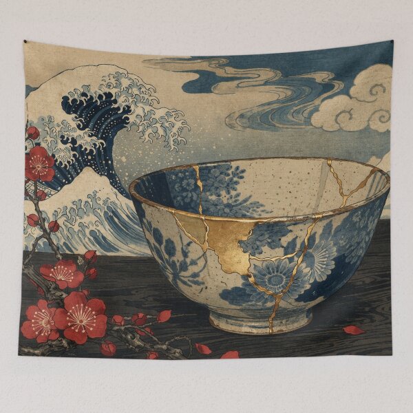 Item preview, Kintsugi Harmony - Vintage Ukiyo-e Japanese Woodblock  designed and sold by bapupa.