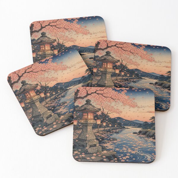 Item preview, Sakura Twilight Stroll - Vintage Ukiyo-e Japanese Woodblock  designed and sold by bapupa.