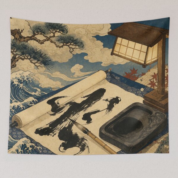 Artikelvorschau, Kalligrafentisch – Vintage-Ukiyo-e-Holzschnitt aus Japan entworfen und verkauft von bapupa.