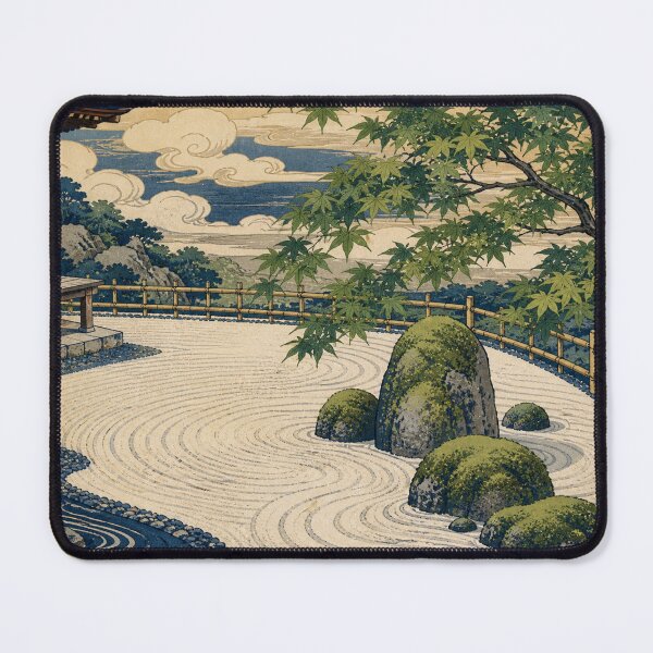 Item preview, Zen Rock Garden - Vintage Ukiyo-e Japanese Woodblock designed and sold by bapupa.