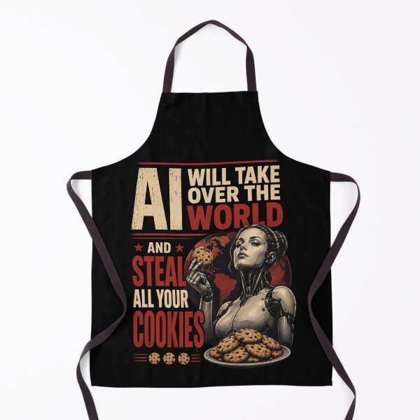 Item preview, AI Will Take Over The World And Steal All Your Cookies Funny Robot T-Shirt designed and sold by ThreadTheory976.