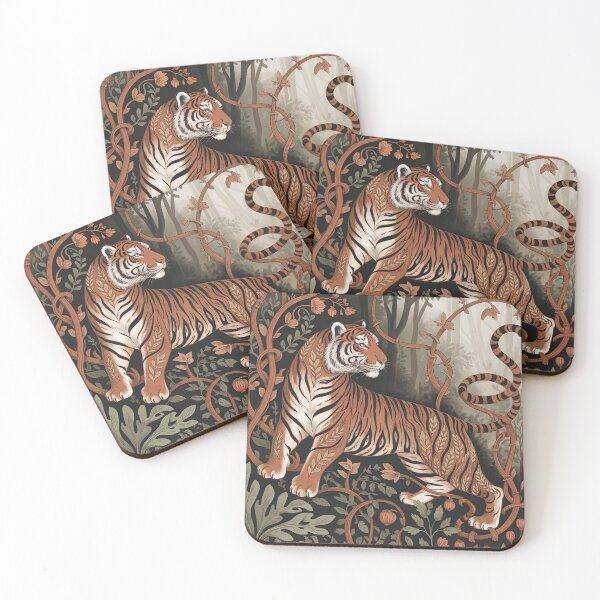 Item preview, William Morris Style Tiger & Botanical Forest - Vintage Maximalist Floral Pattern designed and sold by Tamas Das.