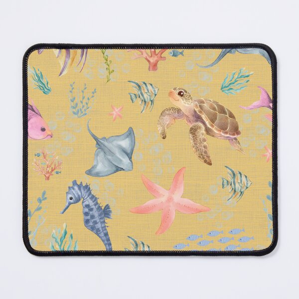 Item preview, Watercolor Ocean Life Textured Yellow designed and sold by KSimpson838.