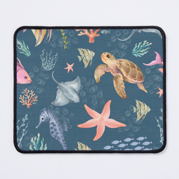 Item preview, Watercolor Ocean Life Textured Dark Blue designed and sold by KSimpson838.