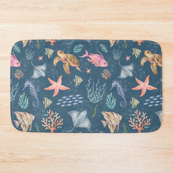 Item preview, Watercolor Ocean Life Textured Dark Blue designed and sold by KSimpson838.