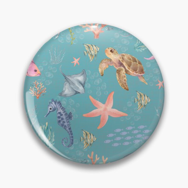 Item preview, Watercolor Ocean Life Textured Turquoise designed and sold by KSimpson838.