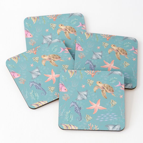 Item preview, Watercolor Ocean Life Textured Turquoise designed and sold by KSimpson838.