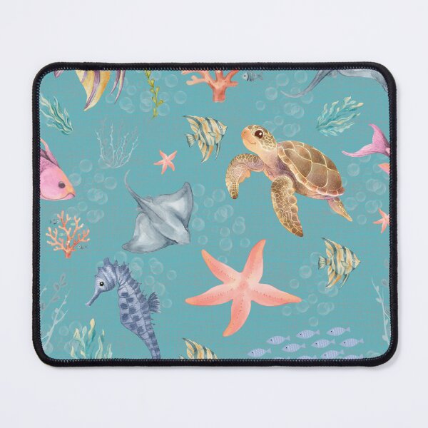 Item preview, Watercolor Ocean Life Textured Turquoise designed and sold by KSimpson838.