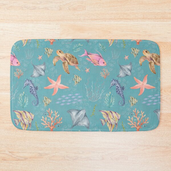 Item preview, Watercolor Ocean Life Textured Turquoise designed and sold by KSimpson838.