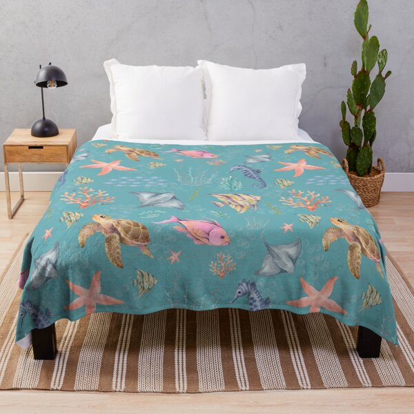 Item preview, Watercolor Ocean Life Textured Turquoise designed and sold by KSimpson838.