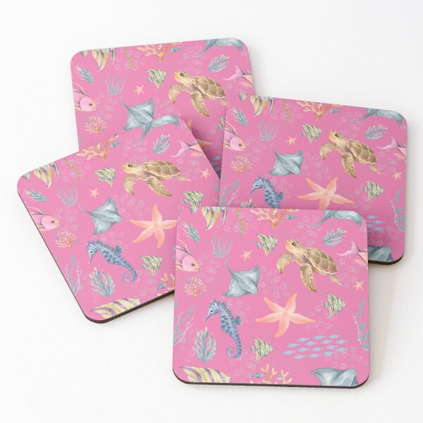 Item preview, Watercolor Ocean Life Textured Pink designed and sold by KSimpson838.
