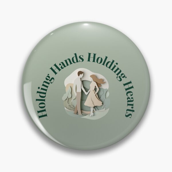 Item preview, Holding Hands Holding Hearts – Love & Care Quote Design with layered paper art in beige, sage and emerald night designed and sold by AmoebaPress.