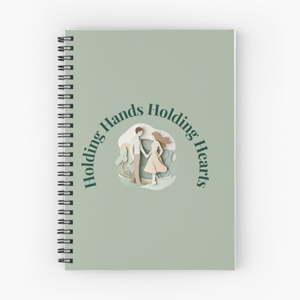 Item preview, Holding Hands Holding Hearts – Love & Care Quote Design with layered paper art in beige, sage and emerald night designed and sold by AmoebaPress.