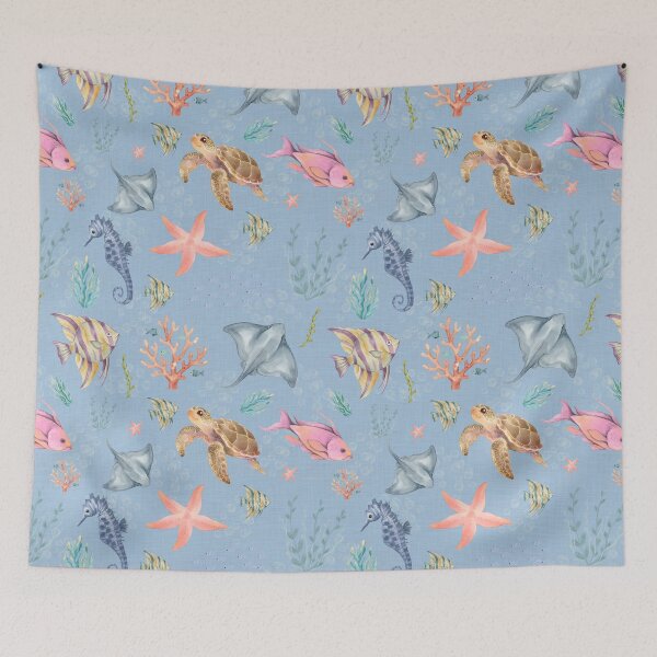 Item preview, Watercolor Ocean Life Textured Light Blue designed and sold by KSimpson838.