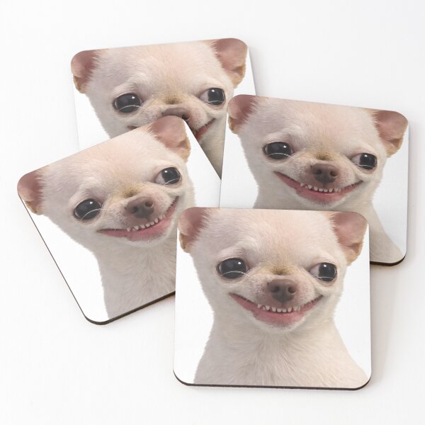 Item preview, White Chihuahua Fake Smile Forced Grin Grumpy Dog Art designed and sold by Mustangana.
