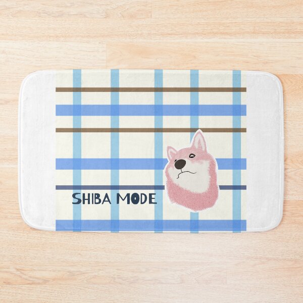 Item preview, Blue plaid with pink Shiba Inu designed and sold by ShibaCruise-On.