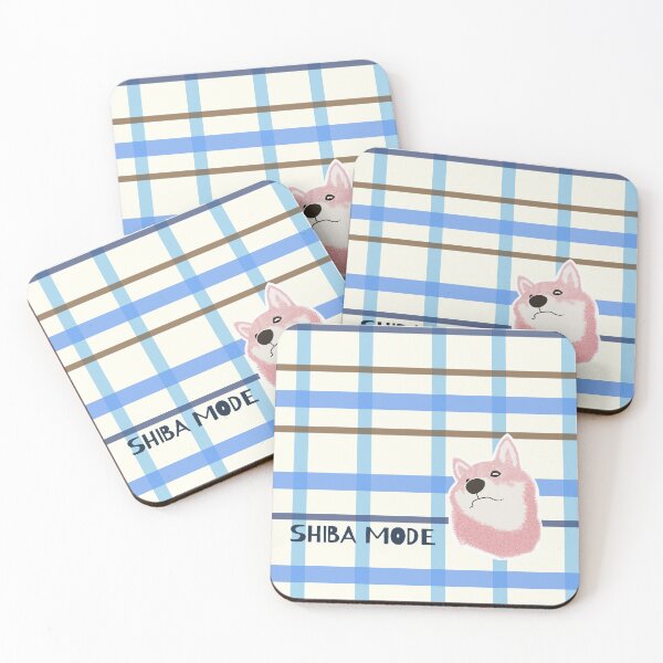 Item preview, Blue plaid with pink Shiba Inu designed and sold by ShibaCruise-On.