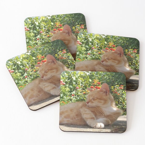 Item preview, Relaxing Orange Cat in Flower Garden – Peaceful Sunny Cat Aesthetic designed and sold by MB-CatPrints.